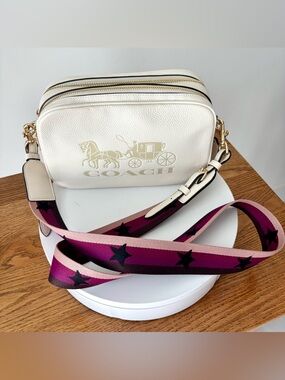 COACH NWOT Cream Pebbled Leather Jess Crossbody Bag w/Carriage Logo